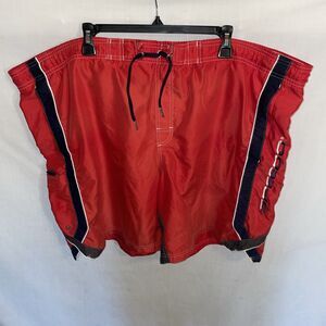 Speedo Swim Trunks Men’s Size 52 Red Blue Drawstring Inseam 9 Abrasions